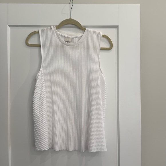 a new day Tops - a new day plisse white tank top​​​​​